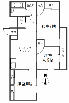 2-D号室（家賃4.5万円）