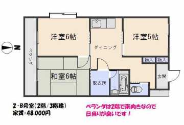 2-B号室（家賃4.8万円）